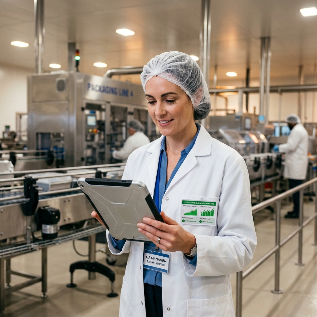 Directora de Calidad en Planta de Alimentos usando FUMIDATA
